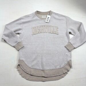 The Nash Collection Nashville Sweatshirt Tan Beige Layered Hem Boucle Small NWT